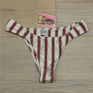 Striped Red and White Bikini Bottoms